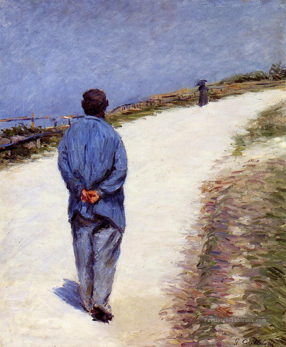 Homme dans un Smock aka Père Magloire sur la route entre Saint Clair et Etreta Gustave Caillebotte Peintures à l'huile